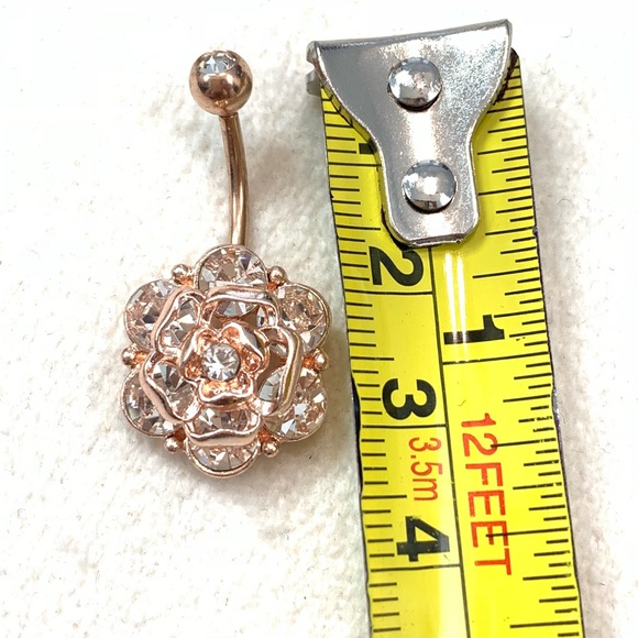 Rose Gold Crystal Gemstone Belly Button Ring - Picture 6 of 8